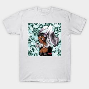 fran the archery woman in fantasy floral ecopop design wallpaper T-Shirt